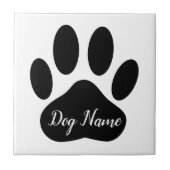 Dog Paw Print With Editable Name タイル (正面)