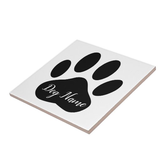 Dog Paw Print With Editable Name タイル (側面)