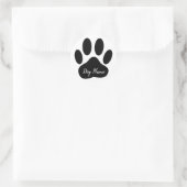 Dog Paw Print With Editable Name  ラウンドシール (バッグ)