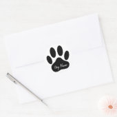 Dog Paw Print With Editable Name  ラウンドシール (封筒)