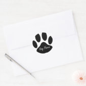 Dog Paw Print With Editable Name ラウンドシール (封筒)