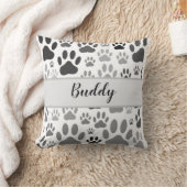 Dog Paw Prints All Over Editable Dog Name クッション (ブランケット)