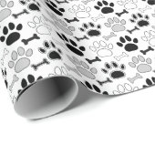 Dog Paw Prints and Bones Pattern ラッピングペーパー (ロールコーナー)
