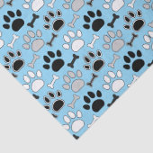 Dog Paw Prints and Bones Pattern Blue 薄葉紙 (詳細)
