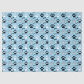 Dog Paw Prints and Bones Pattern Blue 薄葉紙 (正面)