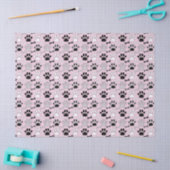Dog Paw Prints and Bones Pattern Pink 薄葉紙 (クラフト)