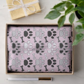 Dog Paw Prints and Bones Pattern Pink 薄葉紙 (ギフト)