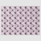 Dog Paw Prints and Bones Pattern Pink 薄葉紙 (正面)