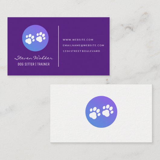 Dog Paw Prints | Purple 名刺 (正面/裏面)