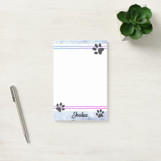 dog paw prints watercolor design personalized ポストイット (オフィス)