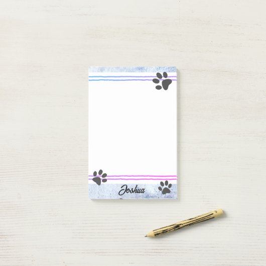 dog paw prints watercolor design personalized ポストイット (デスク上)