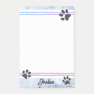 dog paw prints watercolor design personalized  ポストイット