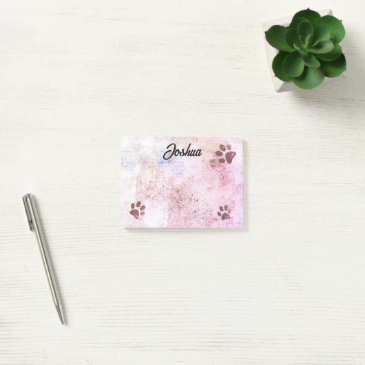 dog paw prints watercolor design personalized  ポストイット (オフィス)