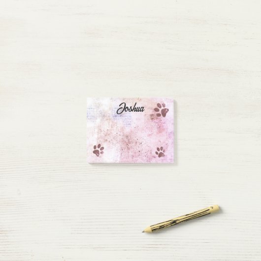 dog paw prints watercolor design personalized  ポストイット (デスク上)