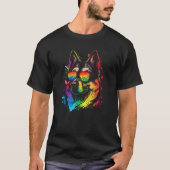Dog Paw Rainbow Paw LGBT Gay Pride Lesbian Support Tシャツ (正面)