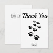 Dog Paw Tracks Editable  サンキューカード (正面/裏面)