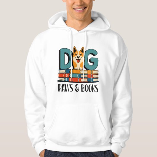 Dog Paws and Books Design パーカ (正面)
