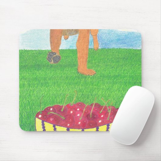 Dog paws and cherry マウスパッド (マウス)