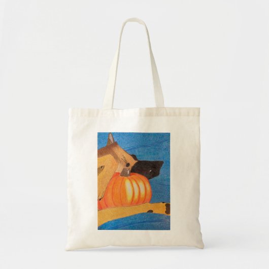 Dog paws and pumpkin bag トートバッグ (正面)