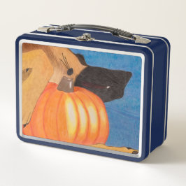 Dog paws and pumpkin metal lunch box メタルランチボックス
