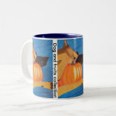 Dog paws and pumpkin Two-Tone coffee mug ツートーンマグカップ (正面左)