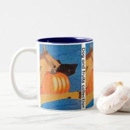 Dog paws and pumpkin Two-Tone coffee mug ツートーンマグカップ