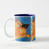 Dog paws and pumpkin Two-Tone coffee mug ツートーンマグカップ (左)