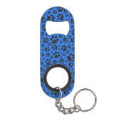 Dog Paws Black & White Polka Dot on tech blue キーホルダー栓抜き (裏面)