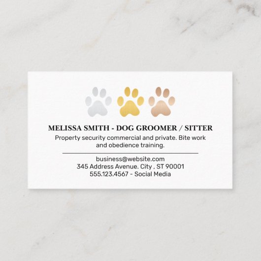 Dog Paws Footprints | Animal Care 名刺 (裏面)