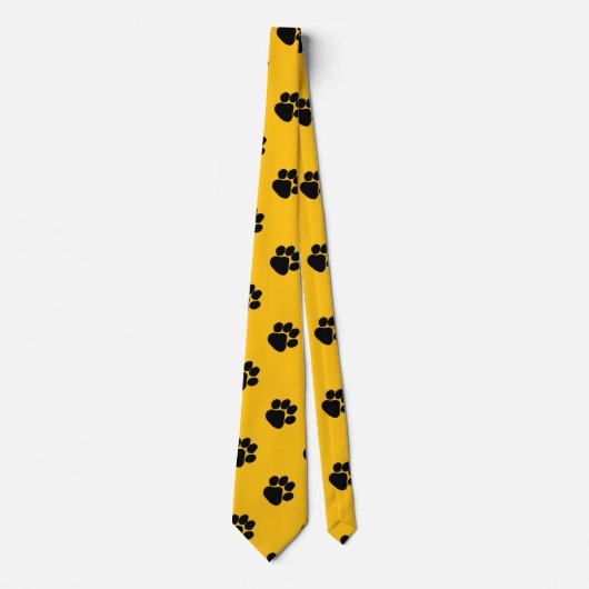 Dog Paws Fun Birthday Gift Yellow ネクタイ (正面)