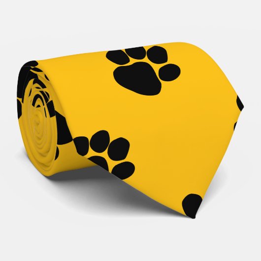 Dog Paws Fun Birthday Gift Yellow ネクタイ (ロール)