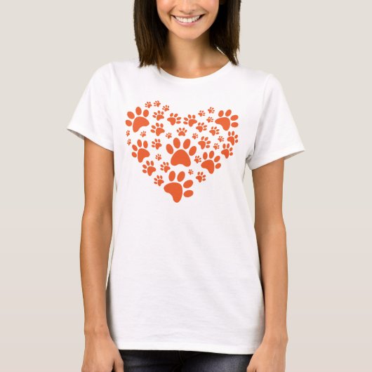 Dog paws Heart Tシャツ (正面)