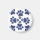 Dog Paws Prints Portuguese Style White and Blue マグネット (正面)
