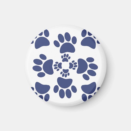 Dog Paws Prints Portuguese Style White and Blue  マグネット (正面)