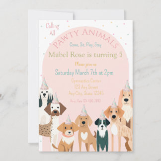 Dog Pawty Birthday Invitation 招待状