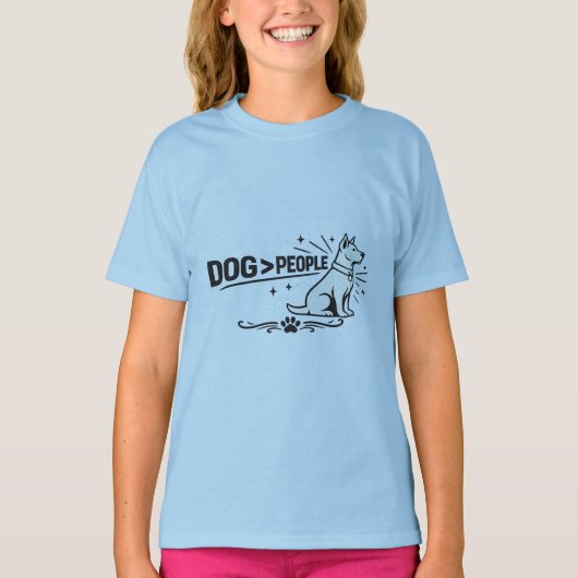DOG > PEOPLE – Funny Dog Lover Minimalist Design Tシャツ (正面)
