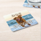 Dog Pet Love Drinks Party Coaster スクエアペーパーコースター (アングル)
