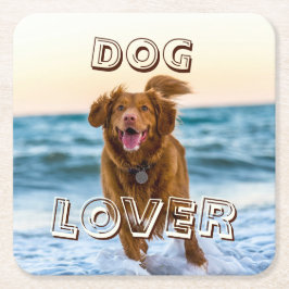 Dog Pet Love Drinks Party Coaster スクエアペーパーコースター