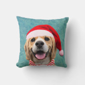 Dog Pet Photo with Digital Santa Hat  Scarf Gift クッション (正面)