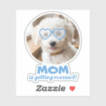 Dog Photo Bachelorette Funny Bridal Pet Favors シール<br><div class="desc">ADD YOUR DOG’S PHOTO FACE, POSITION THE SUNGLASSES, AND YOU’RE DONE! If you'd like to change the sunglasses frame color, simply ungroup that layer. Celebrate the big news in the cutest way possible with these adorable custom dog photo “Mom is Getting Married!” stickers! Turn your beloved pup into the star...</div>
