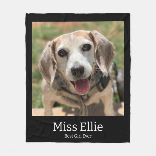 Dog Photo Blanket with Name フリースブランケット (正面)