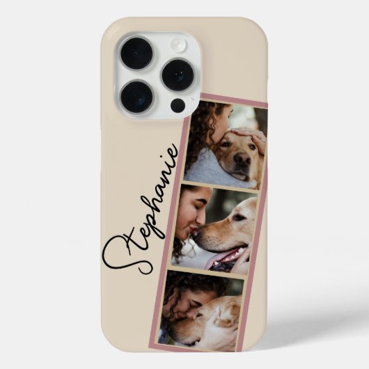 Dog Photo Collage Name Cream Pet Case-Mate iPhoneケース (裏面)