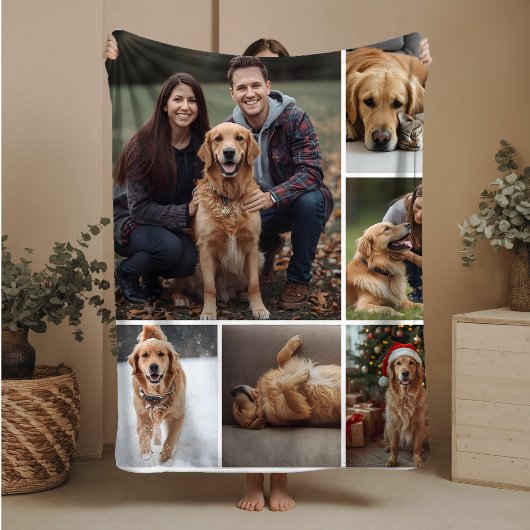 Dog Photo Collage Sherpa Blanket Pet Mom Gift Idea シェルパブランケット
