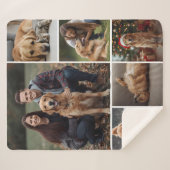Dog Photo Collage Sherpa Blanket Pet Mom Gift Idea シェルパブランケット (正面(横))