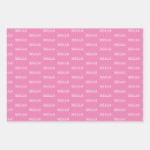 Dog Photo Name Pink Heart Pet ラッピングペーパーシート (正面3)