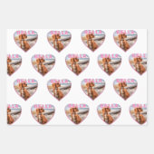 Dog Photo Name Pink Heart Pet ラッピングペーパーシート (正面)