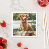 Dog Photo Personalized Birthday Cocktail スタンダードカクテルナプキン (インサイチュ)