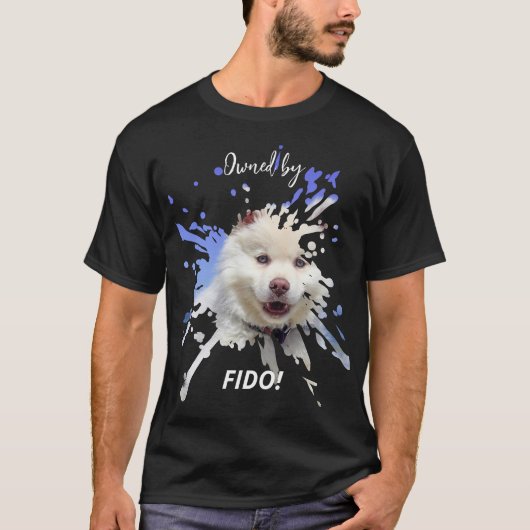 Dog photo splash fun humor black tシャツ (正面)