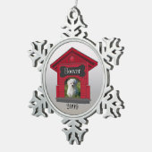 Dog Photo Upload Dog House w Bone Christmas スノーフレークピューターオーナメント (右)