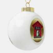 Dog Photo Upload Dog House w Bone Christmas Ceram セラミックボールオーナメント (左)